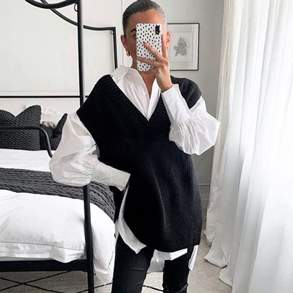 Knitted Oversized Vest Sweater Blogger Favorite